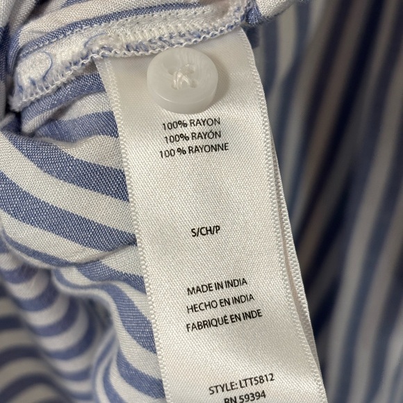 Beachlunchlounge Collection Button Down Collared Striped Short Sleeve Tee Size S - Picture 5 of 5